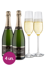 Champagne Jacquart Mosaïque Brut + 2 Taças de Cristal