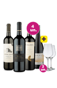 Kit 4 - Tintos Elite + 2 Taças Cristal Grátis - Oferta Maluca