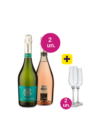 Kit 2 - Espumantes com Par de Ta&ccedil;as Gr&aacute;tis - Exclusivo