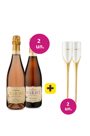 Kit 2 - Espumante Marav&iacute; Ros&eacute; e Moscatel + 2 Ta&ccedil;as Agulha Gr&aacute;tis - Exclusivo We