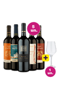 Kit 5 -Tintos Queridos + Taça de Cristal Grátis - R$32,90 por Garrafa