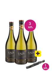 Kit 3 - Ventisquero Grey Single Block Valle De Atacama Sauvignon Blanc + Saca Rolhas Gr&aacute;tis - Exclusivo We