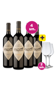 Kit 4 - Lançamento Las Mesetas Tintos + 2 Taças Cristal