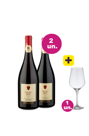 Kit 2 - Escudo Rojo Gran Reserva Pinor Noir e Syrah + 1 Ta&ccedil;as de Cristal Gr&aacute;tis - Exclusivo We