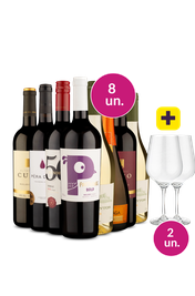 Kit 8 - Especiais por R$49,90 por Garrafa + Par de Ta&ccedil;as de Cristal Gr&aacute;tis