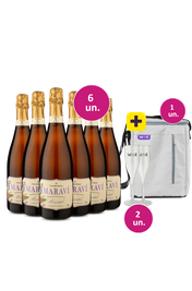 Kit R&eacute;veillon - 6 Espumantes Marav&iacute; Moscatel + 2 ta&ccedil;as de acr&iacute;cilo + Bolsa para 3 garrafas Gr&aacute;tis - Exclusivo We