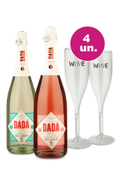 Kit Especial de Ver&atilde;o - Espumantes Dad&aacute; + Par de Ta&ccedil;as de Acr&iacute;lico