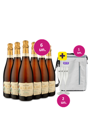 Kit R&eacute;veillon - 6 Espumantes Espumante Marav&iacute; Brut + 2 ta&ccedil;as de acr&iacute;cilo + Bolsa para 3 garrafas Gr&aacute;tis - Exclusivo We