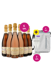 Kit R&eacute;veillon - 6 Espumantes Marav&iacute; Moscatel e Ros&eacute; + 2 ta&ccedil;as de acr&iacute;cilo + Bolsa para 3 garrafas Gr&aacute;tis - Exclusivo We