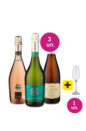 Kit 4 - Espumantes Ex-Clube + Marav&iacute; + Ta&ccedil;a Gr&aacute;tis