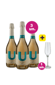 Kit 3 - Espumante U By Undurraga Brut + Taça Cristal Espumante Grátis