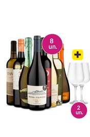 Kit 8 - Degusta&ccedil;&atilde;o por R$49,90 por Garrafa + Par de Ta&ccedil;as de Cristal Gr&aacute;tis