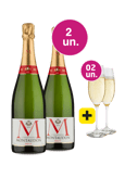 Kit 2 - Champagne Montaudon Brut + 2 Taças Cristal Espumante Grátis