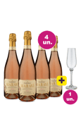 Kit 4 - Espumante Maraví Rosé Brut + Taça de Espumante Grátis - Exclusivo WE