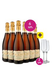 Kit 6 - Espumante Marav&iacute; Brut + 2 Ta&ccedil;as de Cristal Espumante Gr&aacute;tis - Exclusivo We