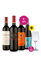 Kit 4 - Passeio pelo Velho Mundo + Ta&ccedil;a de Cristal p/ Vinho Gr&aacute;tis - Exclusivo We