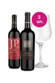 Kit Especial - JP Azeit&atilde;o, V9 Reserva e Ta&ccedil;a de Cristal por R$99 - Oferta Absurda