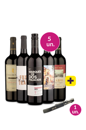Kit 5 - Tintos de Agosto + Saca Rolhas Gr&aacute;tis
