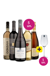 Kit 5 - Tipos e Pa&iacute;eses Variados + Ta&ccedil;a de Cristal Gr&aacute;tis