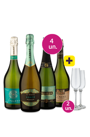 Kit 4 - Espumantes Brut + Ta&ccedil;a de Espumante de Cristal Gr&aacute;tis - Exclusivo We