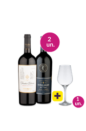 Kit 2 - Super Premiuns Chilenos + Ta&ccedil;a de Cristal p/ Vinho Gr&aacute;tis - Exclusivo We