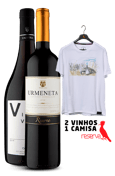 WineBox Chilenos + Camiseta Lilás Aquarela Chile G