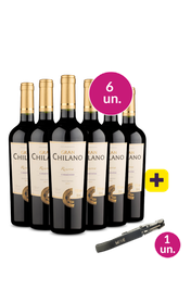Kit 6 - Chilano Reserva Valle De Colchagua Carm&eacute;n&egrave;re + Saca Rolhas Gr&aacute;tis - Exclusivo We