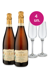 Kit Especial - Espumante Marav&iacute; e Par de Ta&ccedil;as de Cristal - Oferta Absurda