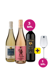 Kit 3 Vinhos Europeus + Taça de Cristal 650 ml