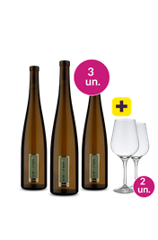 Kit 3 - Las Perdices Riesling 2024 + 2 Ta&ccedil;as de Cristal Gr&aacute;tis - Exclusivo We