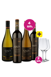 Kit 4 - Degusta&ccedil;&atilde;o Ventisquero Grey Single Block + 2 Ta&ccedil;as de Cristal Gr&aacute;tis - Exclusivo We