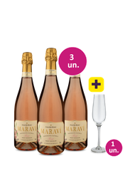 Kit 3 - Espumante Maraví Rosé Brut + Taça de Cristal Espumante Grátis - Exclusivo We