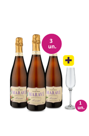 Kit 3 - Espumante Maraví Moscatel + Taça de Cristal Espumante Grátis - Exclusivo We