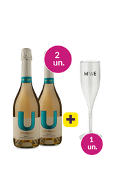 Kit Especial Folia - Espumante U By Undurraga Brut + Ta&ccedil;a Acr&iacute;lico