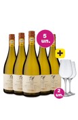 Kit 5 - T.H. [Terroir Hunter] Sauvignon Blanc + 2 Taças Cristal Grátis - Oferta Insana Exclusiva Wine Select