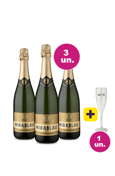 Kit 3 - Espumante Espanhol Brut + Taça Acrílico Grátis