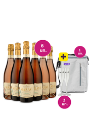 Kit R&eacute;veillon - 6 Espumantes Marav&iacute; Brut e Ros&eacute; + 2 ta&ccedil;as de acr&iacute;cilo + Bolsa para 3 garrafas Gr&aacute;tis - Exclusivo We