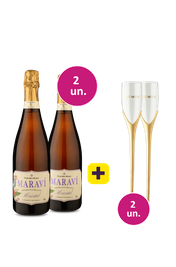Kit 2 - Espumante Marav&iacute; Moscatel + 2 Ta&ccedil;as Agulha Gr&aacute;tis - Exclusivo We