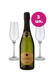 Kit Especial - Espumante Aleia Brut e Par de Taças de Cristal