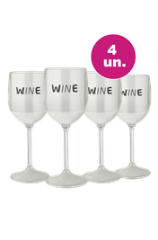 4 Taças Acrílico Vinho Transparente Wine