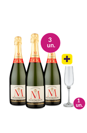 Kit 3 - Montaudon Brut + Ta&ccedil;a de Cristal Gr&aacute;tis - Exclusivo We