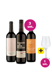 Kit 3 - Tintos Selecionados + Taça de Cristal Grátis - Oferta Absurda Black Wine