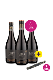 Kit 3 - Ventisquero Grey Single Block Valle De Colchagua Gcm + Saca Rolhas Gr&aacute;tis - Exclusivo We