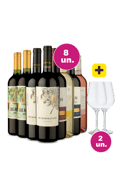 Kit 8 - R$32,90 por Garrafa + Par de Taças de Cristal Grátis