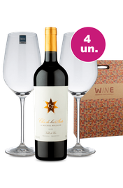 Kit Presente - Clos de Los Siete + Par de Ta&ccedil;as de Cristal + Caixa de Presente