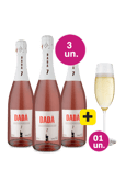 Kit 3 - Espumante Dadá Pink Sweet+ Taça Cristal Espumante Grátis