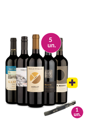 Kit 5 - Destaques Tintos + Saca Rolhas Gr&aacute;tis