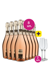 Kit 8 - Espumante Reolo Ros&eacute; Brut + 2 Ta&ccedil;as de Cristal Espumante Gr&aacute;tis - Exclusivo We