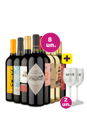 Kit 8 - R$24,90 por Garrafa + Par de Taças de Acrílico Grátis