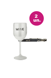 Kit 2 - Taça Acrílico e Saca-Rolhas